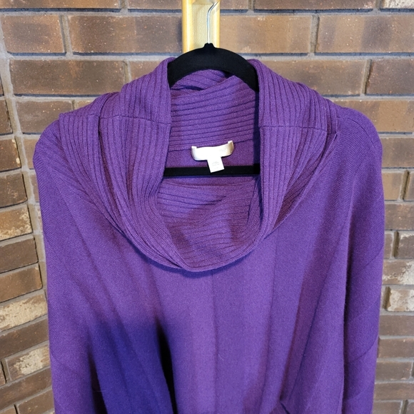 Nordstrom wool and cashmere blend cropped batwing dolman purple sweater - Picture 6 of 9